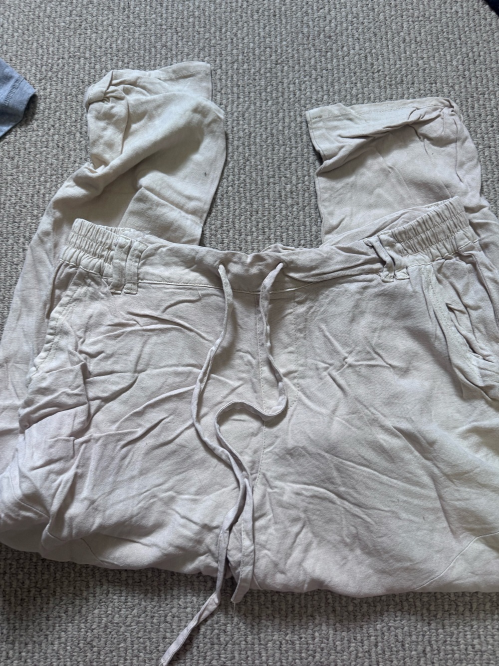 Sincerely Jules Light Beige Straight Leg Drawstring Pants